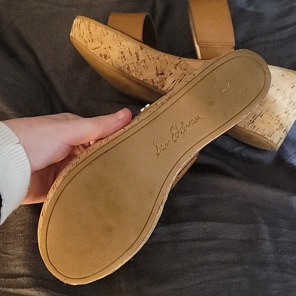 Sam Edelman Tan Cork Wedge Sandals